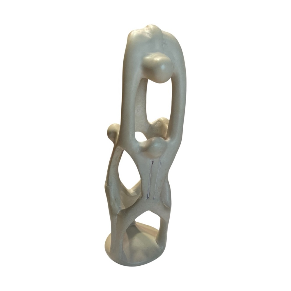 Vtg Soapstone Sculpture Family Union Carved Ri-Ri-Ku Family Abstract Art MCM 9" - Picture 4 of 7